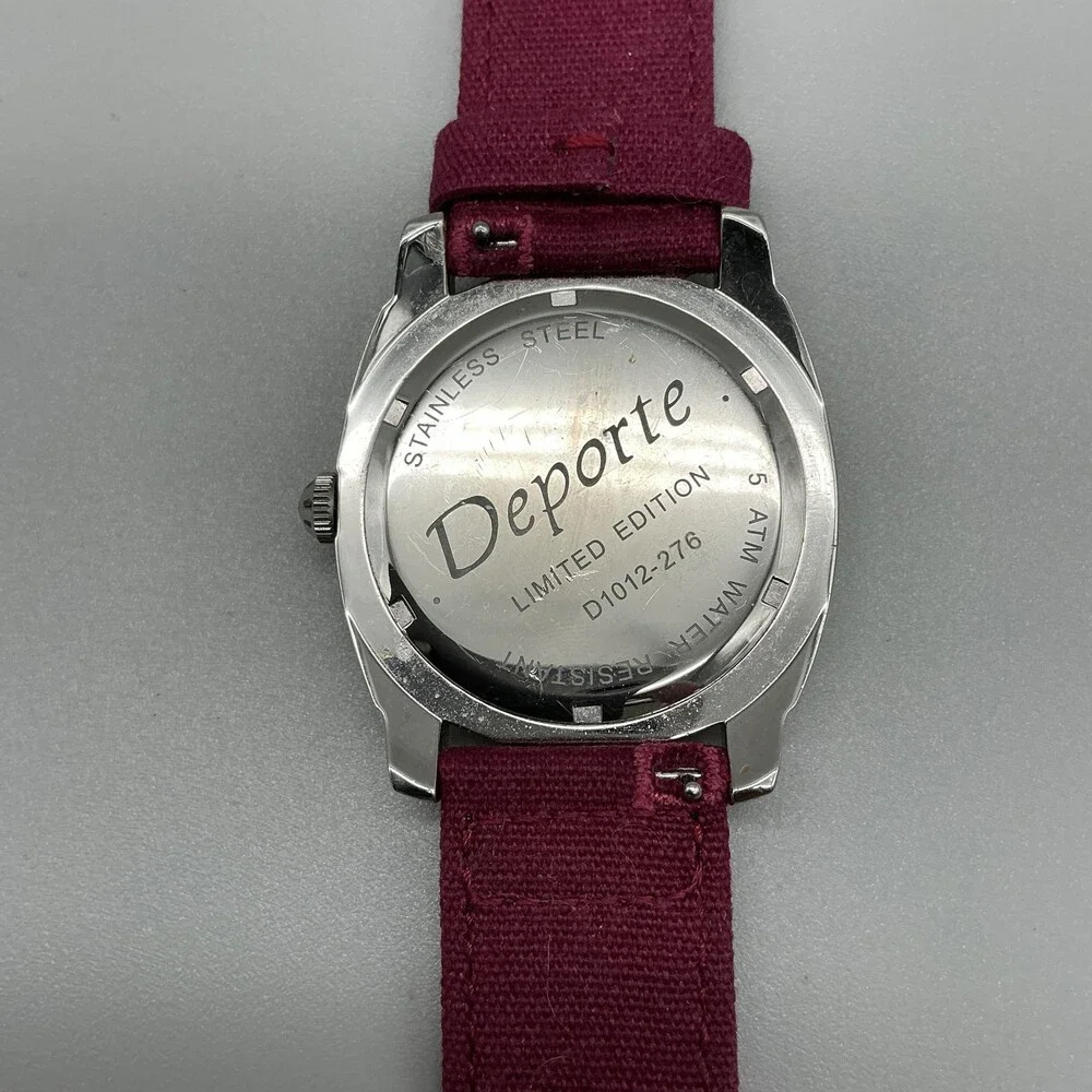 Deporte Limited Edition Mens Watch 41mm Black Dial Red Canvas New Battery